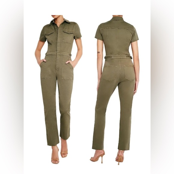 Good American Pants - Good American Fit for Success Utility Khaki Jumpsuit